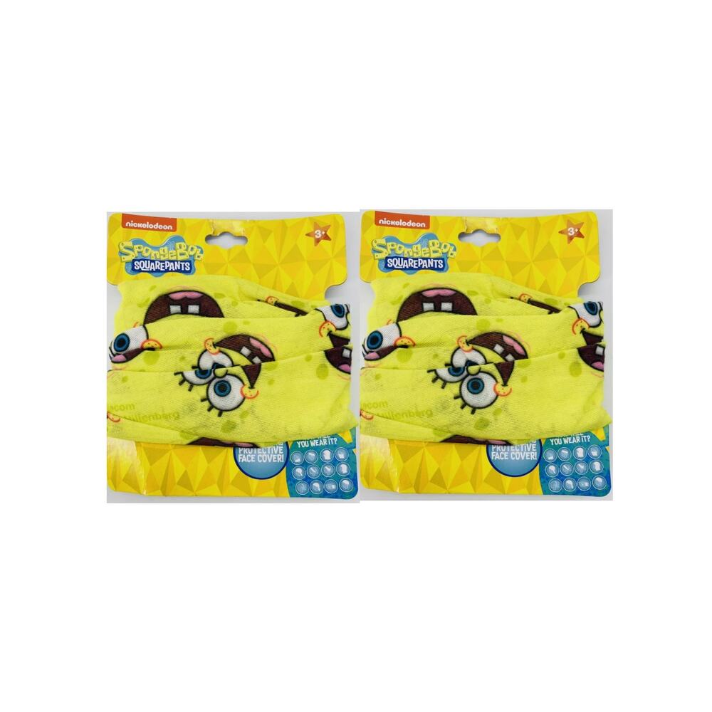 2 Pack Spongebob Squarepants Multi Use Headwrap Face Cover Bandana Neck Gaiter